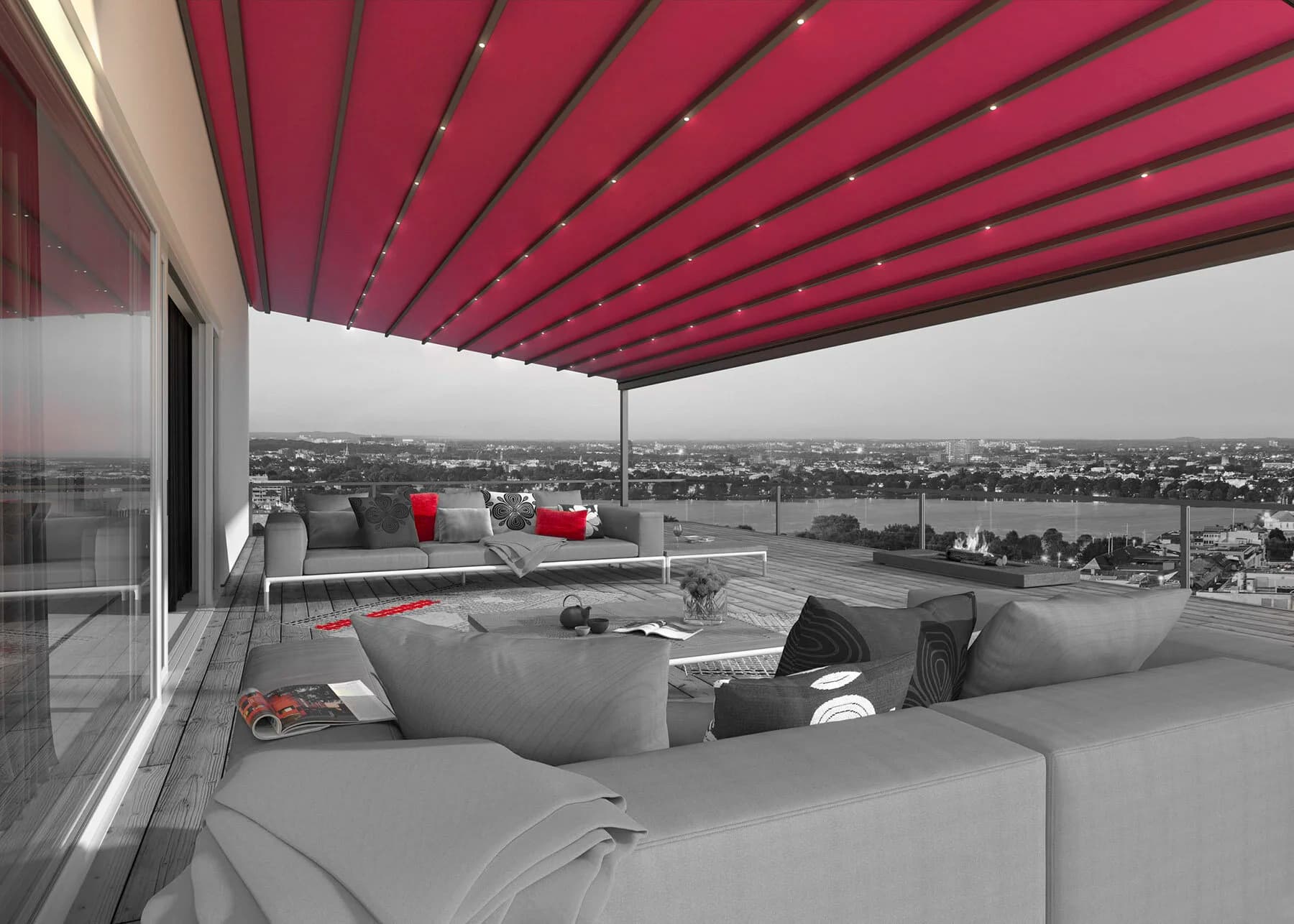 Terrasse mit Designer-Sonnenschutz